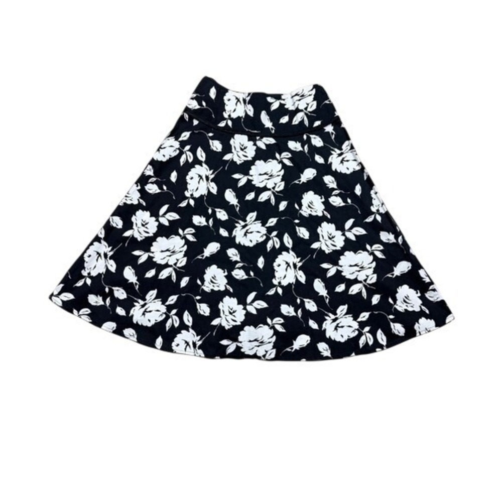 Rampage Heart Moon Star Black White Floral A-Line‎ Skirt Size 4 Made in USA